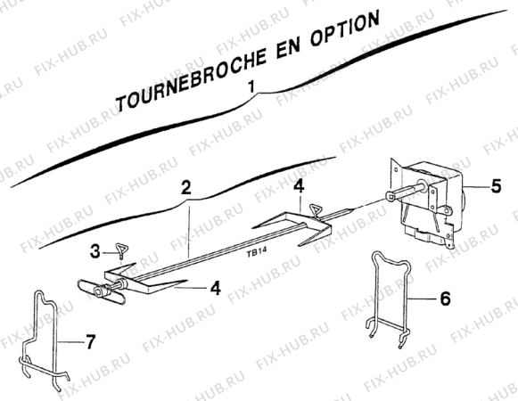 Взрыв-схема плиты (духовки) Faure CCG426W2 - Схема узла Turnspit